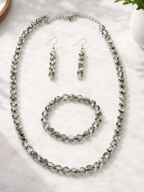 Handmade Bead Necklace, Bracelet & Earrings Set - Women Jewelry
